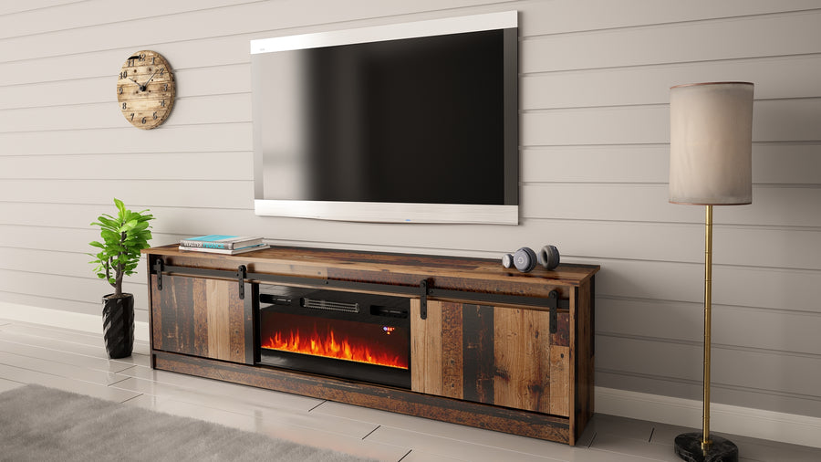 TV-Lowboard – GRANERO I – TV-Schrank mit integriertem Kamin 200 cm