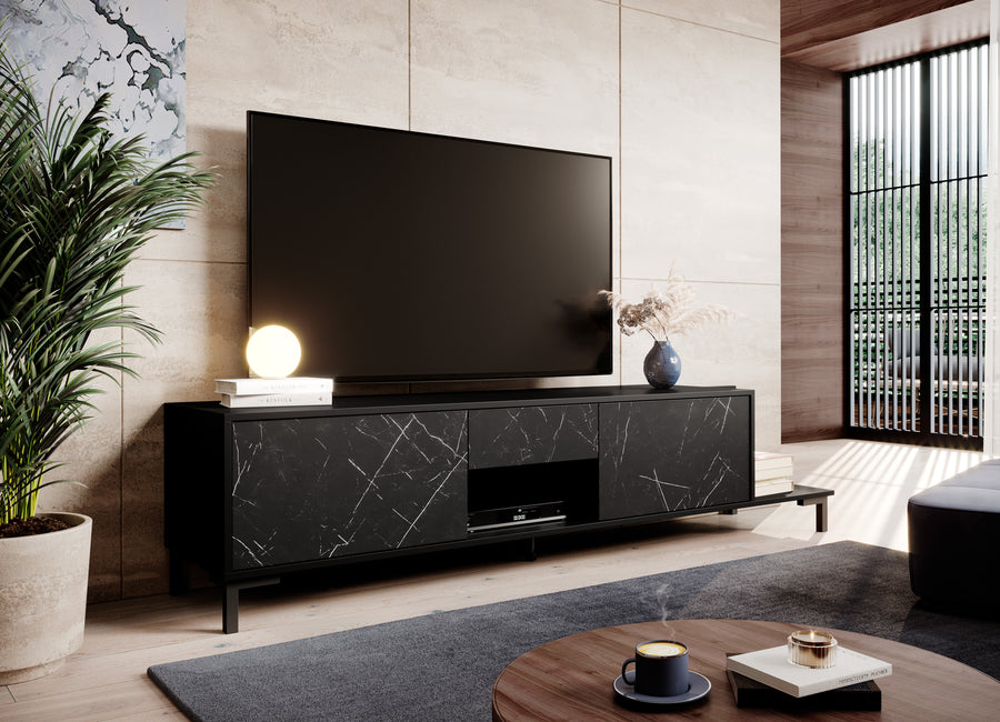 TV-Lowboard – MARMO – Modernes Lowboard in Marmoroptik 195 cm