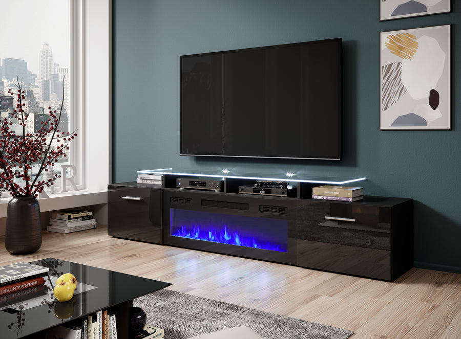 TV-Lowboard – ROVA EF – Fernsehschrank mit Kamin