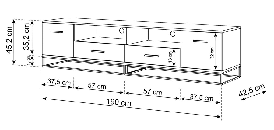 TV-Lowboard – ARSEN – Industrial-Stil mit Metallgestell 190 cm