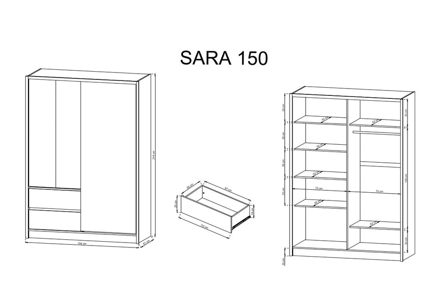 Sideboard – SARA – Modernes Aufbewahrungsmöbel mit klarer Linienführung