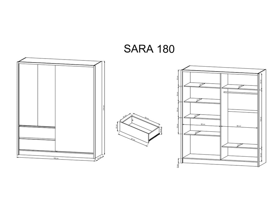 Sideboard – SARA – Modernes Aufbewahrungsmöbel mit klarer Linienführung