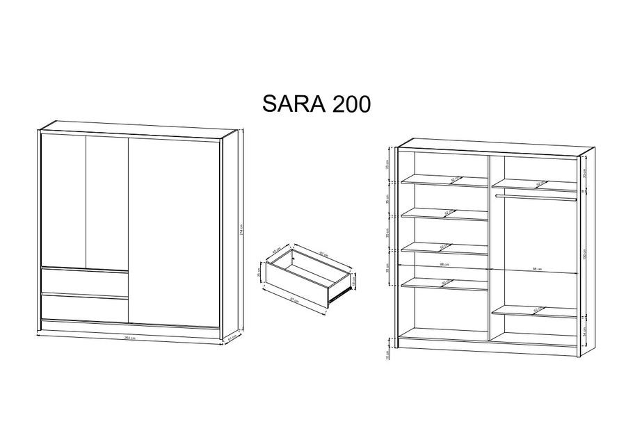 Sideboard – SARA – Modernes Aufbewahrungsmöbel mit klarer Linienführung