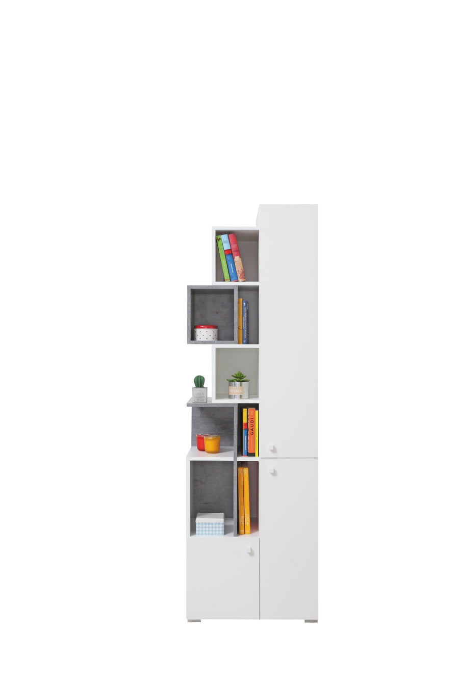 Schlafzimmer Set – 6 Teile – SIGMA System – Weiß / Grau – Komplettes Set für Kinder & Jugendliche