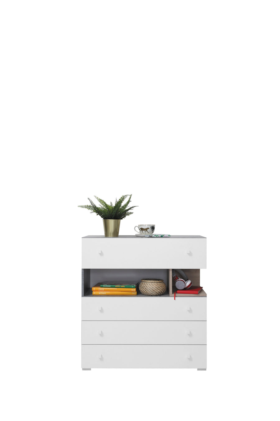 Schlafzimmer Set – 6 Teile – SIGMA System – Weiß / Sonoma Eiche – Funktionales Komplettset für moderne Räume