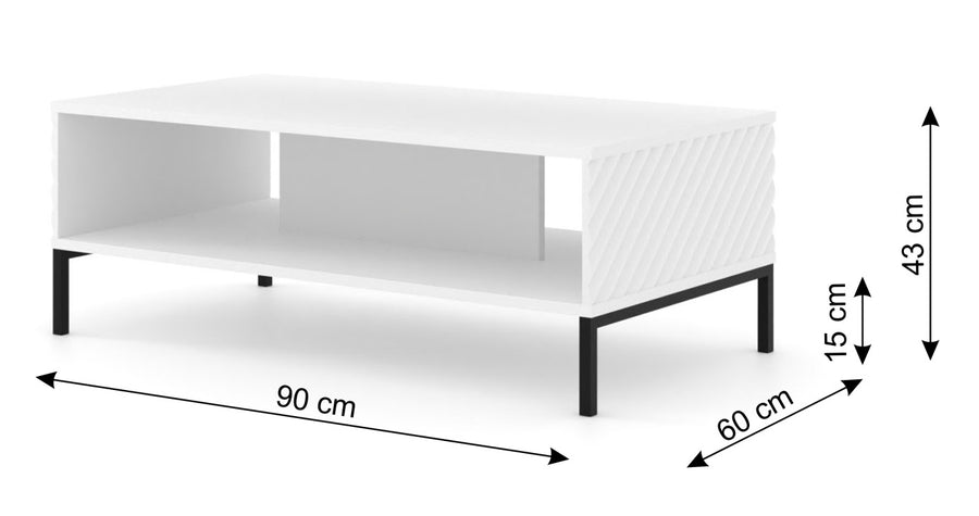 Couchtisch – SURF – 90 cm rechteckiger Wohnzimmertisch