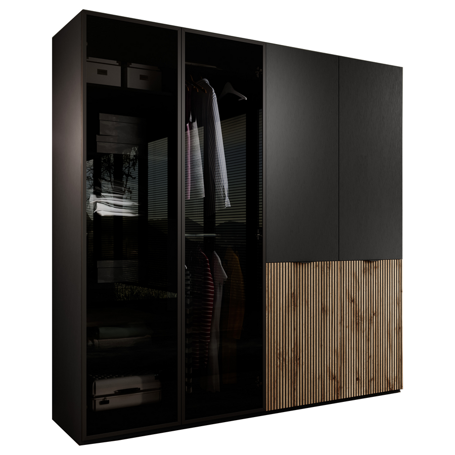 Kleiderschrank – Nordic – Modernes Design mit Antisol-Glas und Lamellenfront