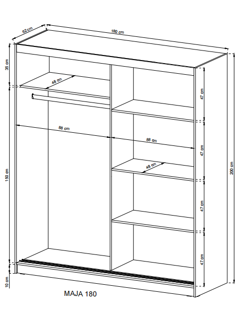 Kleiderschrank – MAJA I – Moderner Schwebetürenschrank mit Spiegelfront