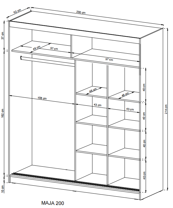 Kleiderschrank – MAJA I – Moderner Schwebetürenschrank mit Spiegelfront