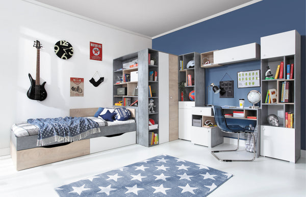 Schlafzimmer Set – 6 Teile – SIGMA System – Weiß / Sonoma Eiche – Stilvolles Komplettset für moderne Räume Ohne Matratze