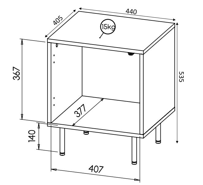 Nachttisch – HOLE I – Modernes Set mit Stauraum 44 cm