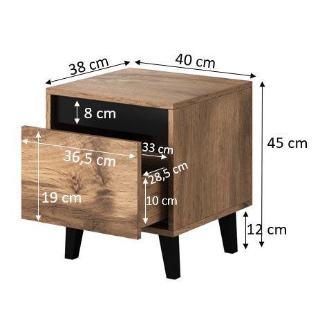 Nachttisch – NORD – Set aus 2 modernen Beistelltischen mit Holzoptik, 40 cm