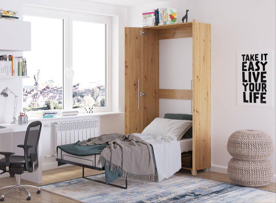 Klappbett – TEDDY – Platzsparendes vertikales Wandbett mit integriertem Rahmen
