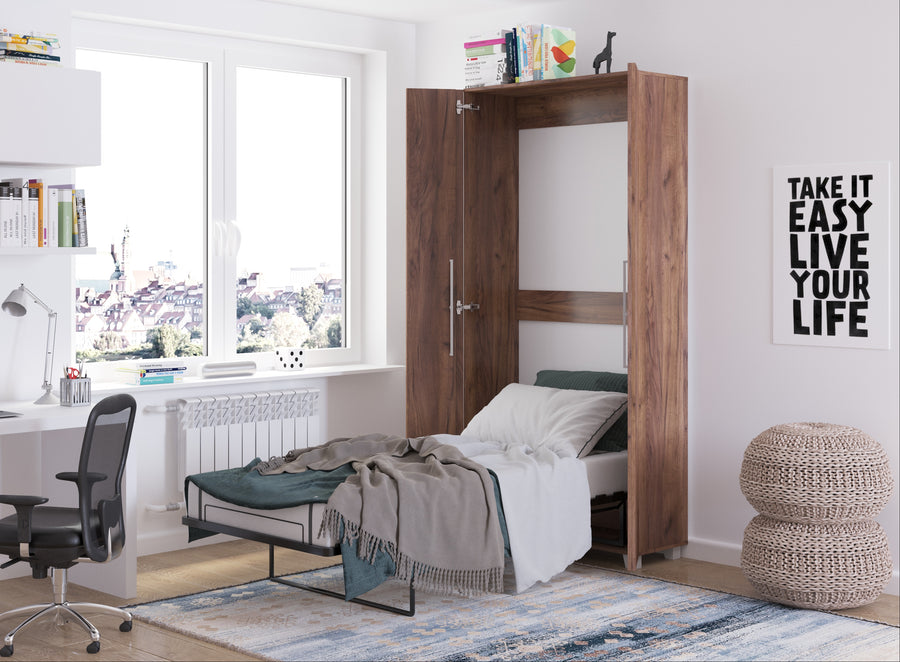 Klappbett – TEDDY – Platzsparendes vertikales Wandbett mit integriertem Rahmen