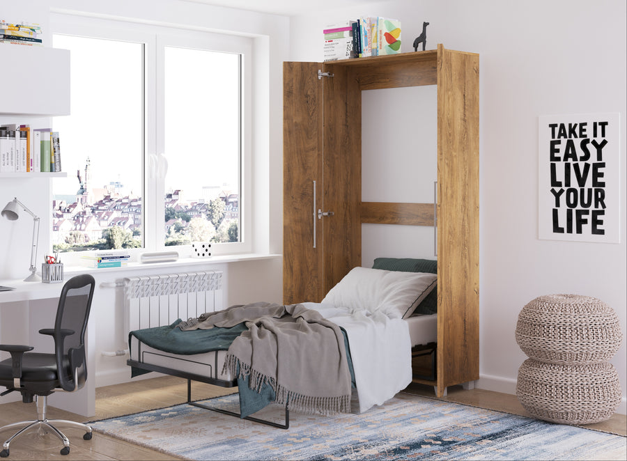 Klappbett – TEDDY – Platzsparendes vertikales Wandbett mit integriertem Rahmen