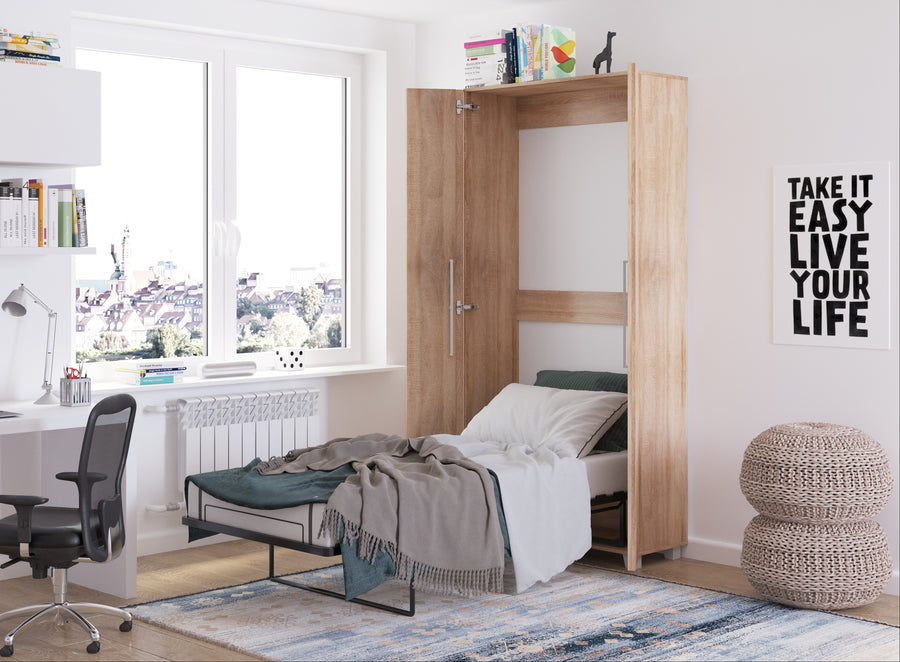 Klappbett – TEDDY – Platzsparendes vertikales Wandbett mit integriertem Rahmen