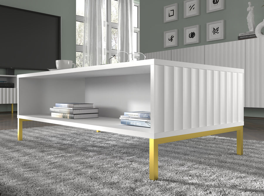Couchtisch – WAVE – 90 cm Wohnzimmertisch mit Ablage