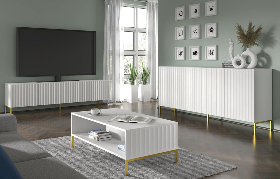 Couchtisch – WAVE – 90 cm Wohnzimmertisch mit Ablage