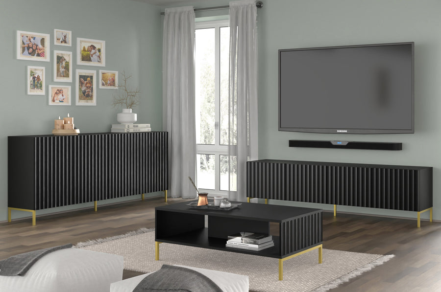 Couchtisch – WAVE – 90 cm Wohnzimmertisch mit Ablage