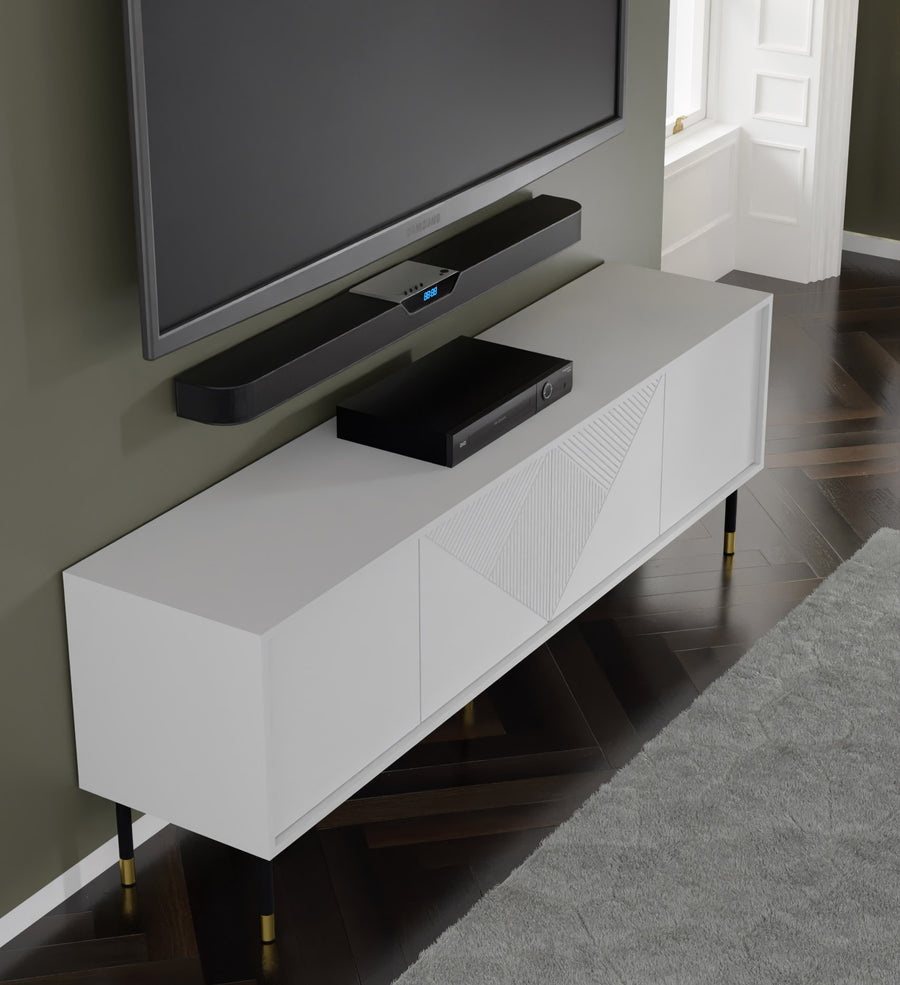 TV-Schrank – WOODY – 180 cm Modernes Lowboard mit Push-to-Open und Fräsfronten