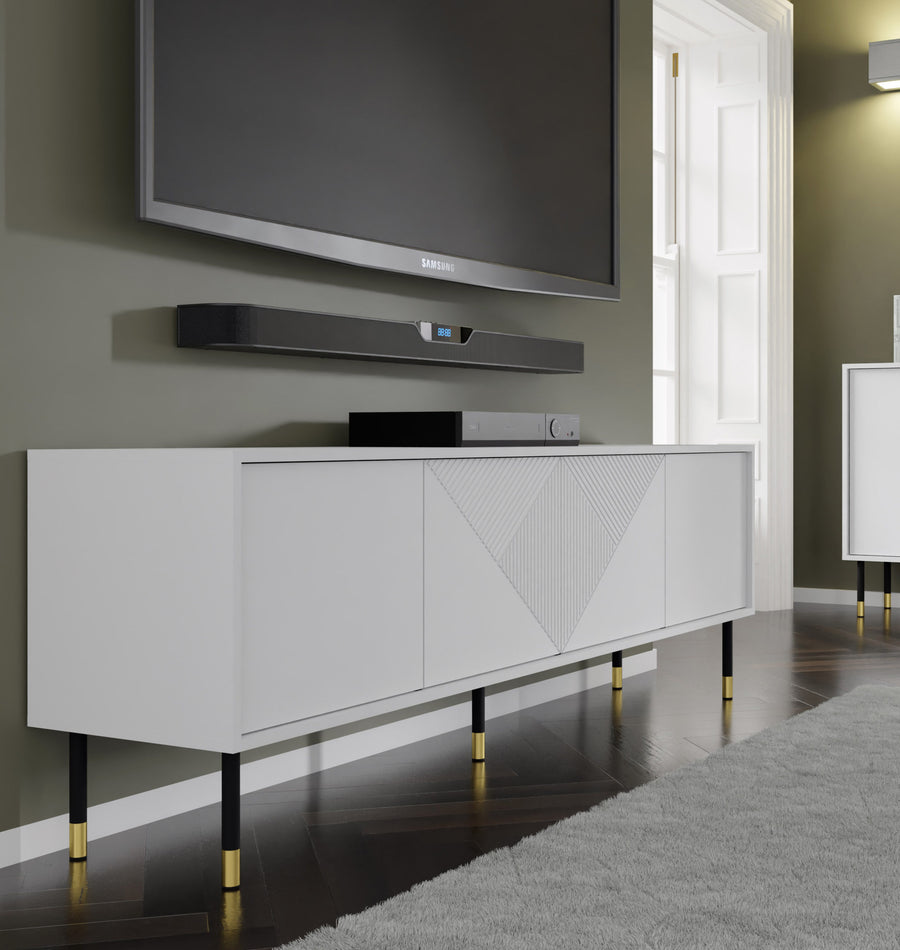 TV-Schrank – WOODY – 180 cm Modernes Lowboard mit Push-to-Open und Fräsfronten