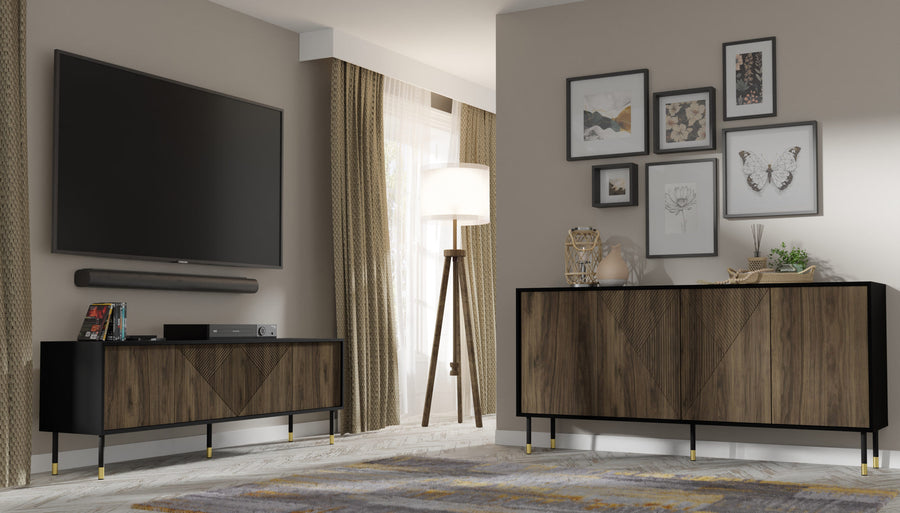 Sideboard – WOODY – 180 cm Modernes Aufbewahrungsmöbel mit Push-to-Open und Holzoptik