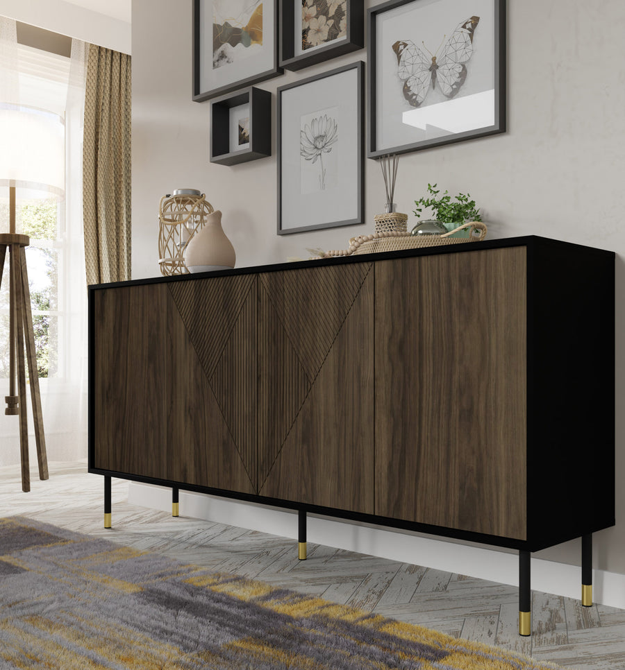 Sideboard – WOODY – 180 cm Modernes Aufbewahrungsmöbel mit Push-to-Open und Holzoptik