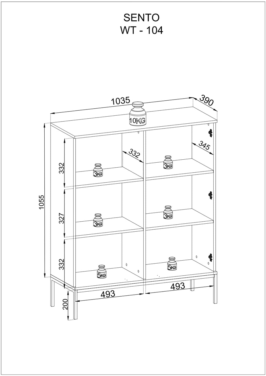 Vitrine – SENTO – WT104 – Push-to-open System mit LED-Beleuchtung