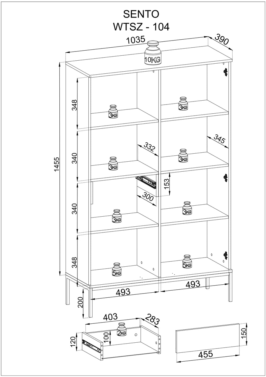 Wohnzimmer-Set – SENTO – 3-teilig mit LED und Push-to-open