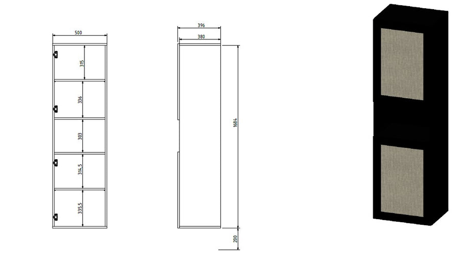 Vitrine – YUCCA – 50 cm, moderne Glasvitrine mit Holzoptik