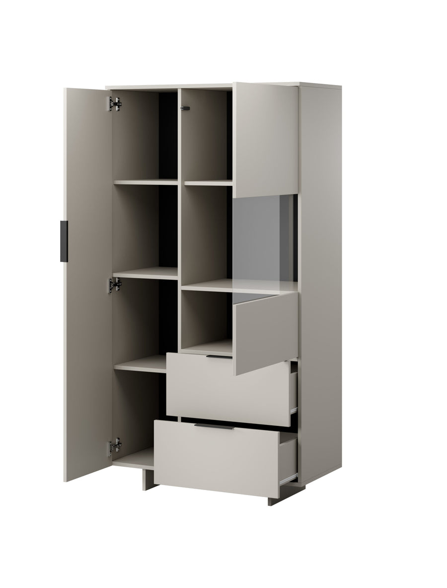 Vitrine – CALMA – 90 cm, moderne Standvitrine mit Schubladen und Glasfront
