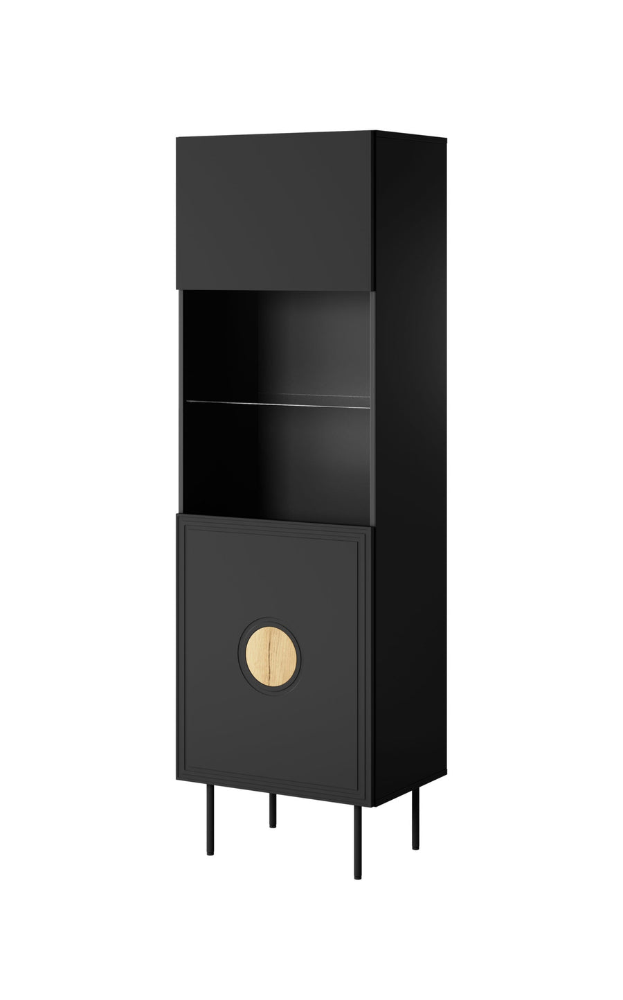 Vitrine – PALAZZO – 60 cm, moderne Glasvitrine mit Holzoptik