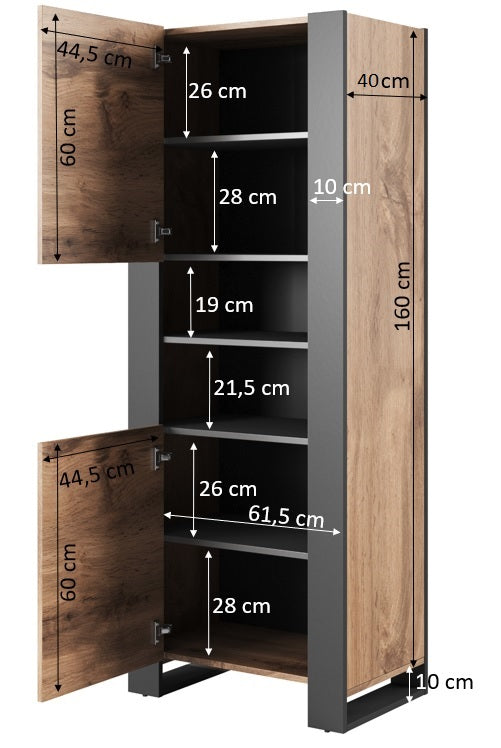 Vitrine – WOOD – Moderner Hochschrank in Holzoptik 171 cm