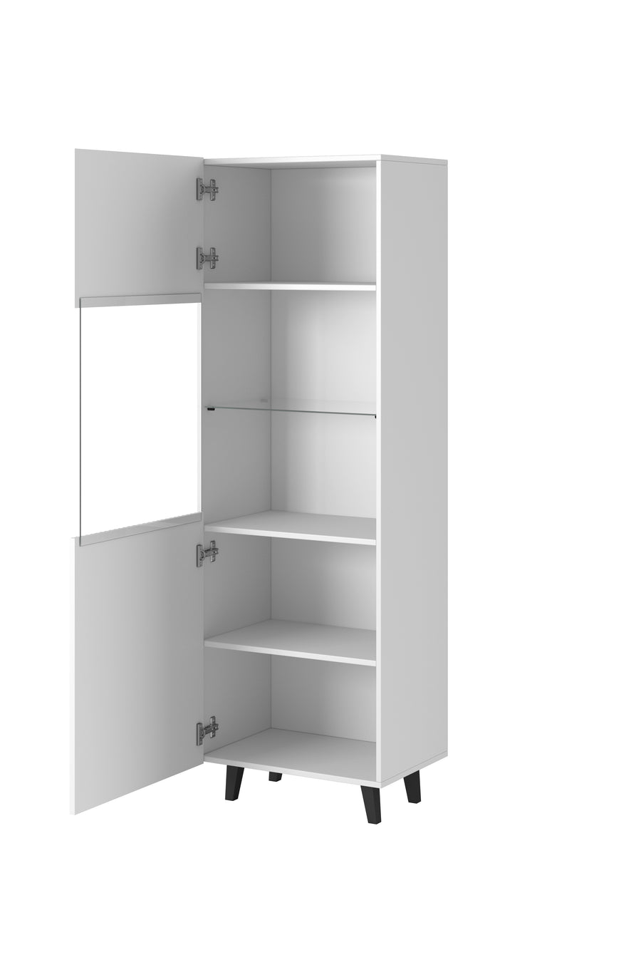 Vitrine – PAFOS I – Moderner Hochschrank mit dekorativen Fräsungen 182 cm