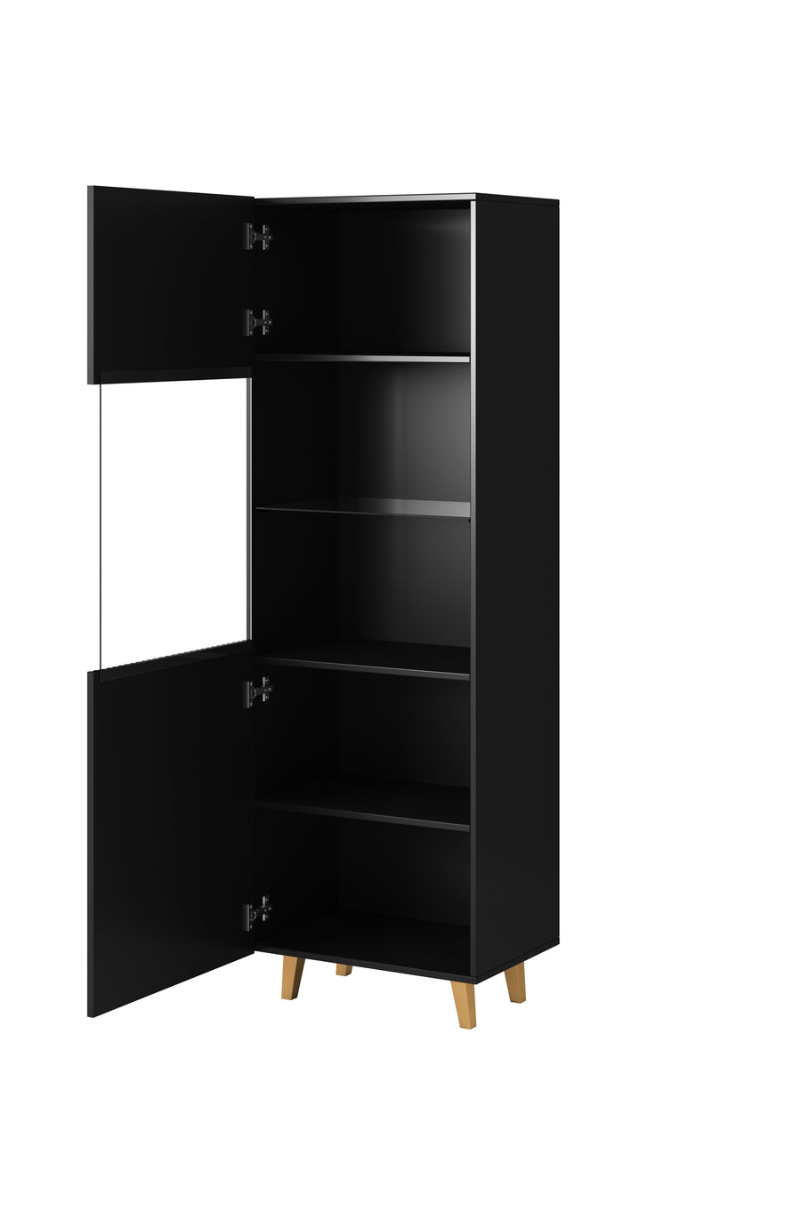 Vitrine – PAFOS I – Moderner Hochschrank mit dekorativen Fräsungen 182 cm