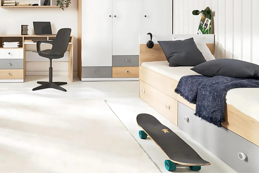 Bett – PIXEL System – 90–120 cm – Funktionales Einzelbett für Kinderzimmer Ohne Matratze