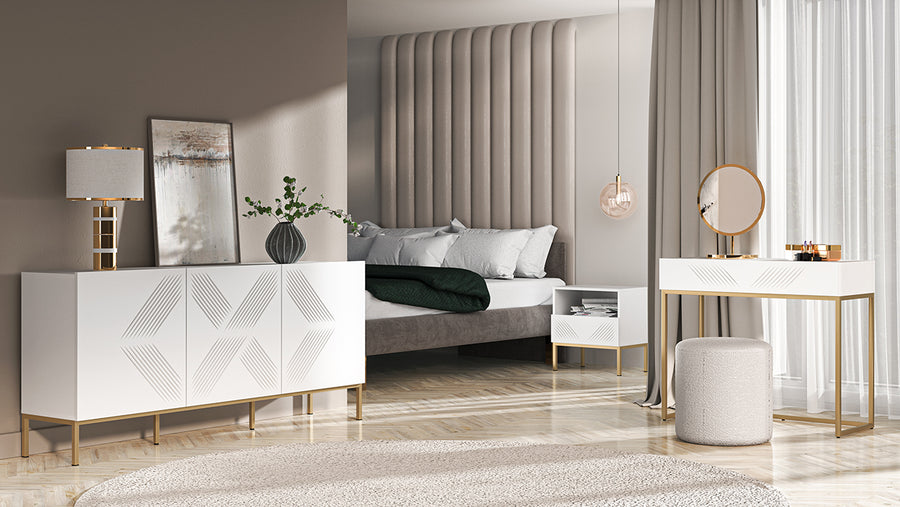 Kommode – CLEARING 01 – Elegante Highboard-Kommode mit geometrischer Fräsung