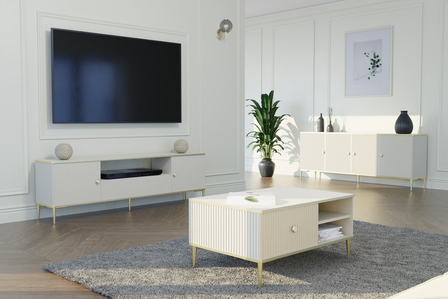 Kommode – PETRA – 182 cm Elegante Anrichte mit Fräsung und Stauraum