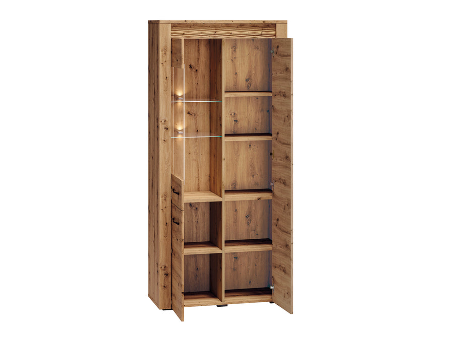 Vitrine – ARTIS 04 – Stilvolle Glasvitrine mit Holzoptik