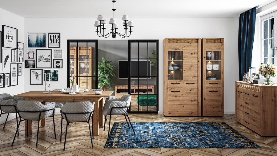 Vitrine – ARTIS 03 – Elegante Vitrine mit Holzoptik