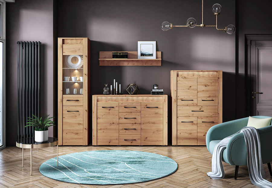 Vitrine – ARTIS 03 – Elegante Vitrine mit Holzoptik