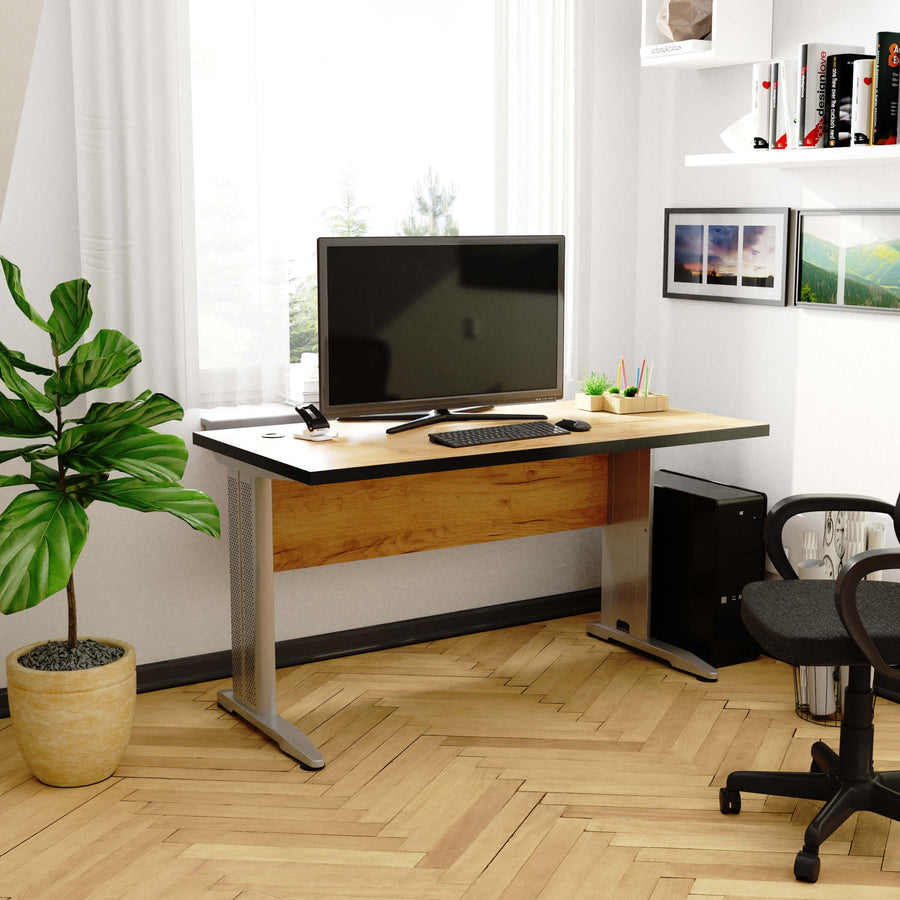 Schreibtisch – moderner Computer Schreibtisch mit Metallbeinen und großer Arbeitsfläche
