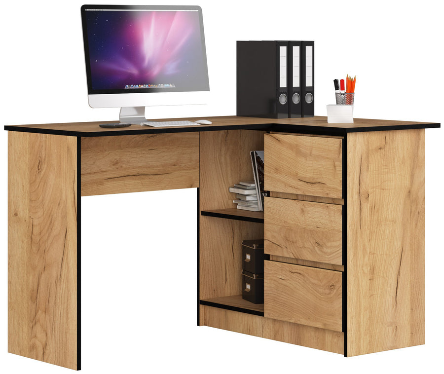 Eckschreibtisch – Funktionaler Bürotisch mit drei Schubladen
