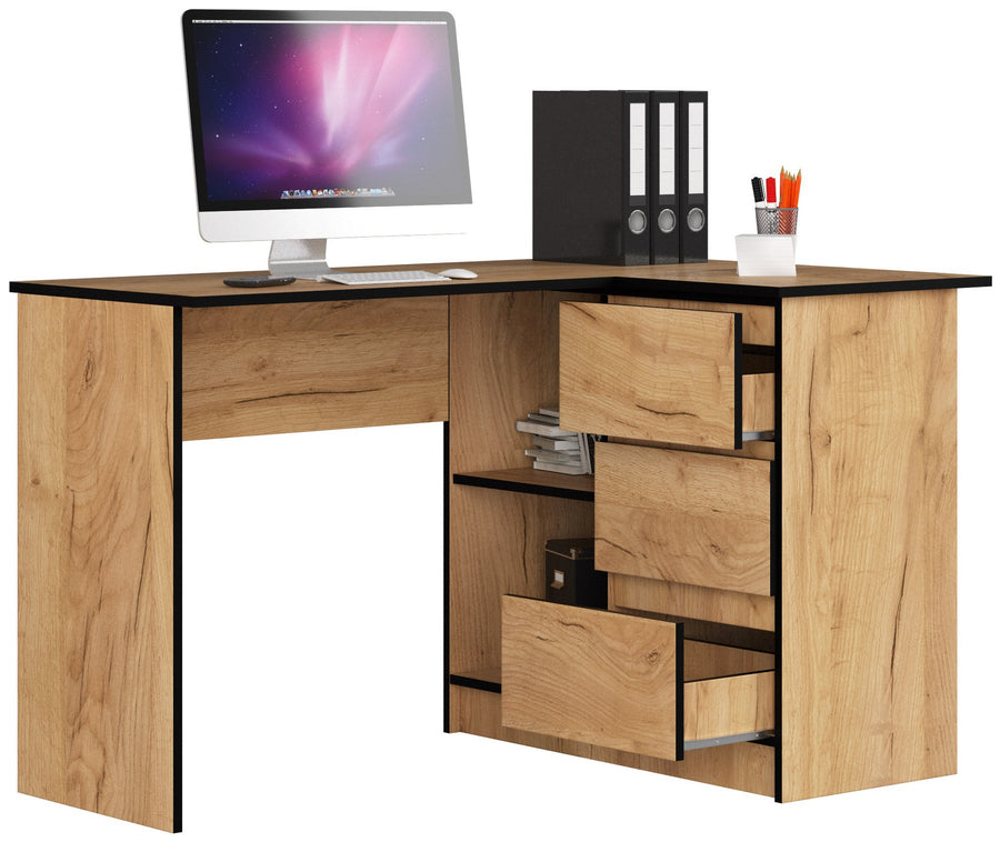 Eckschreibtisch – Funktionaler Bürotisch mit drei Schubladen