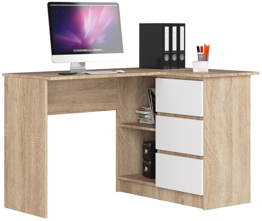 Eckschreibtisch – Funktionaler Bürotisch mit drei Schubladen