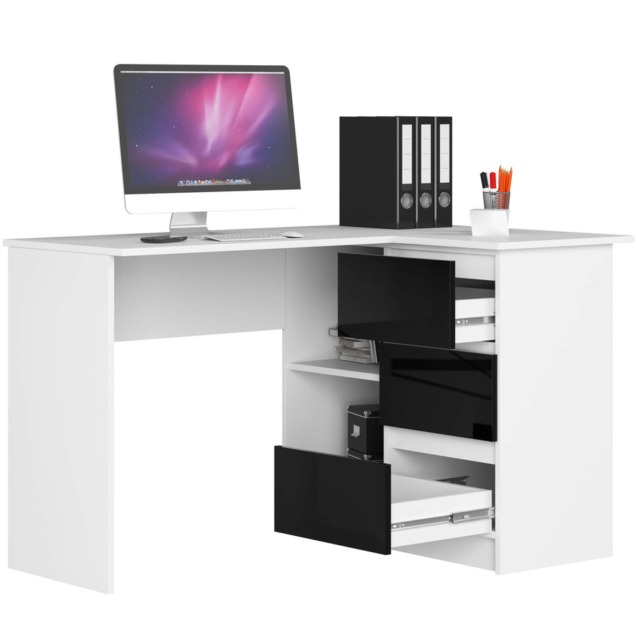 Eckschreibtisch – Funktionaler Bürotisch mit drei Schubladen