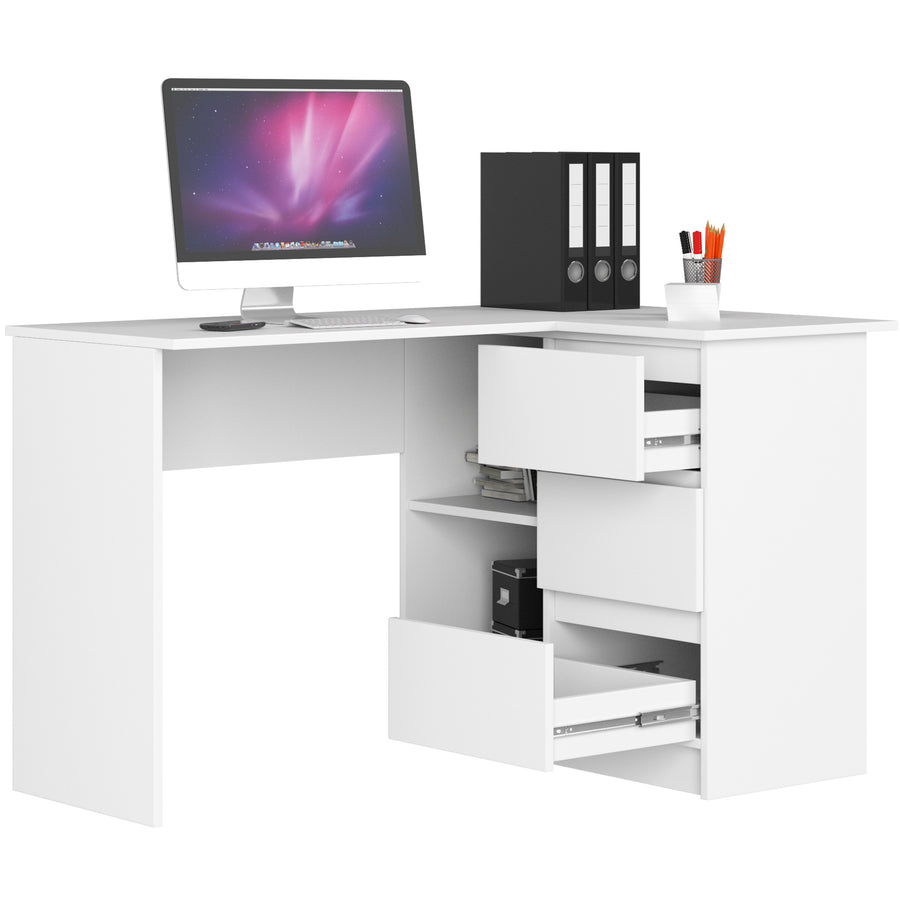 Eckschreibtisch – Funktionaler Bürotisch mit drei Schubladen