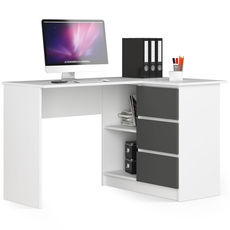 Eckschreibtisch – Funktionaler Bürotisch mit drei Schubladen