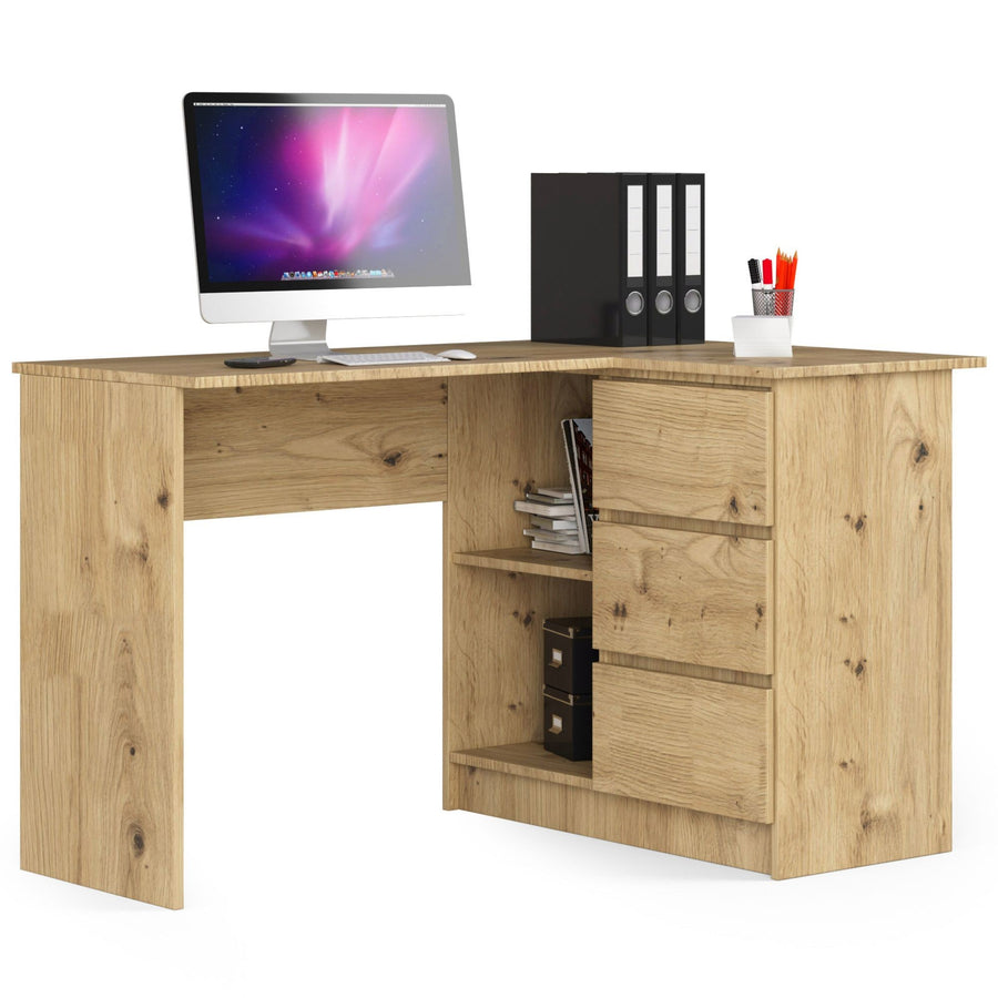 Eckschreibtisch – Funktionaler Bürotisch mit drei Schubladen