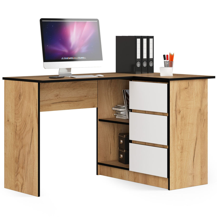 Eckschreibtisch – Funktionaler Bürotisch mit drei Schubladen